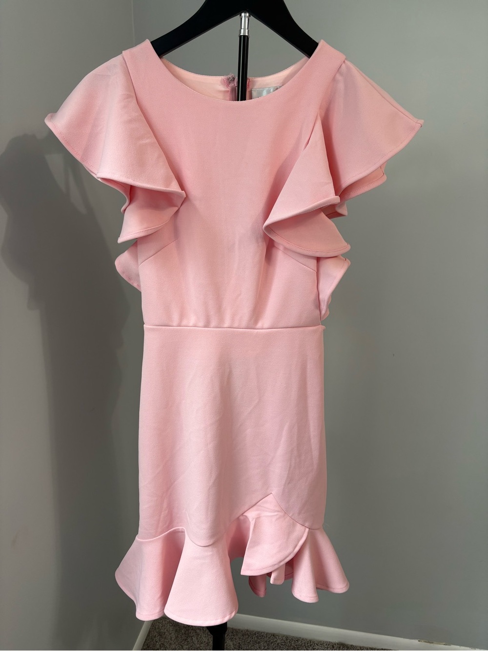 Hello Molly Take Chances Ruffle Mini Dress Blush Pink Coquette Romantic XXS 0